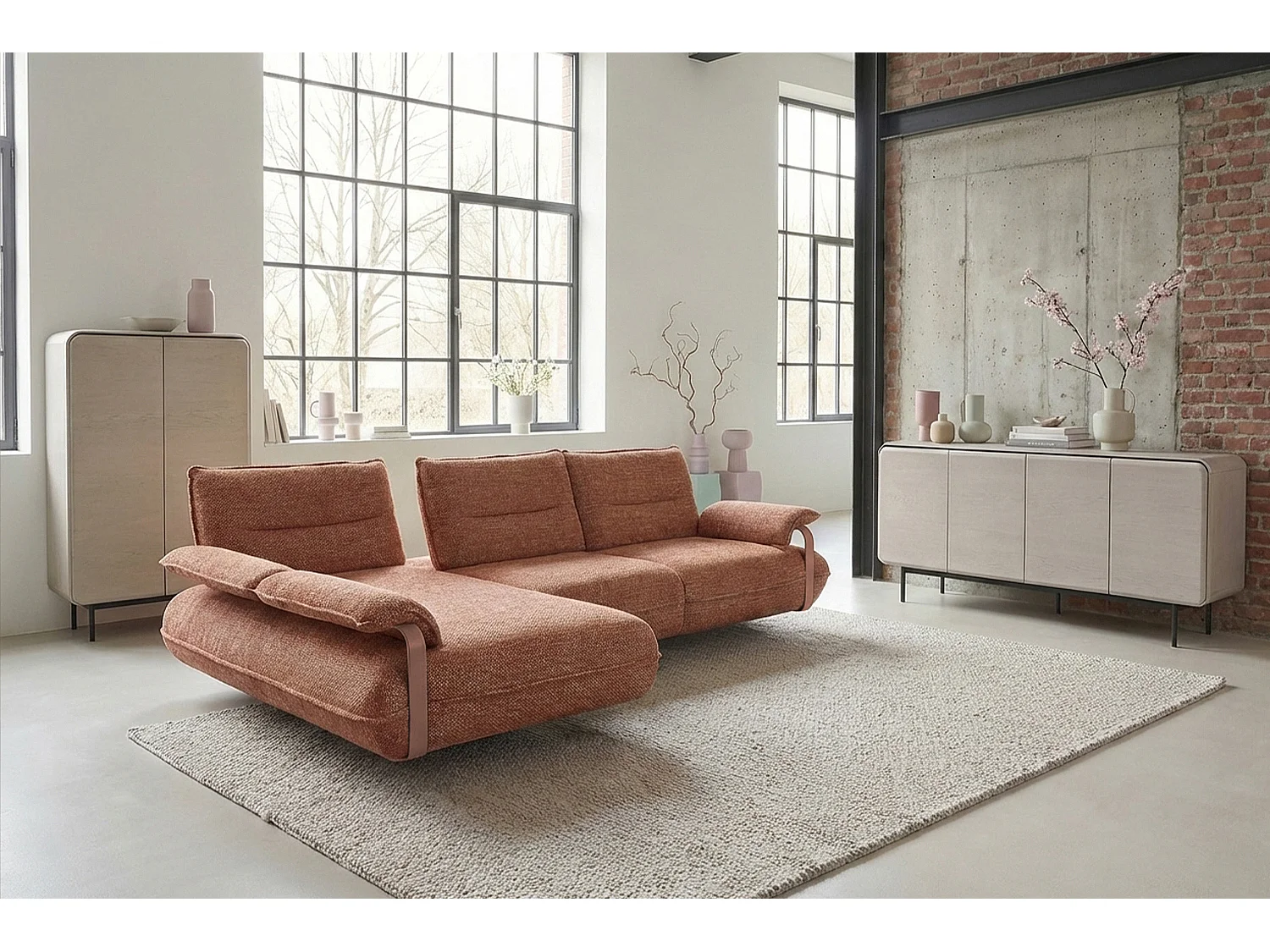 Ecksofa - Braun Flachgewebe - ANISSA