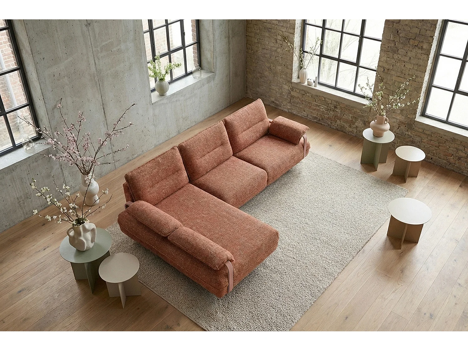 Ecksofa - Braun Flachgewebe - ANISSA