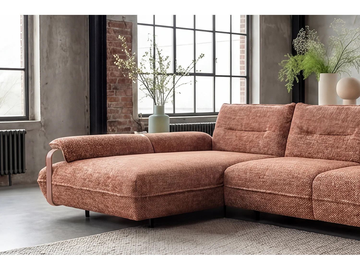 Ecksofa - Braun Flachgewebe - ANISSA
