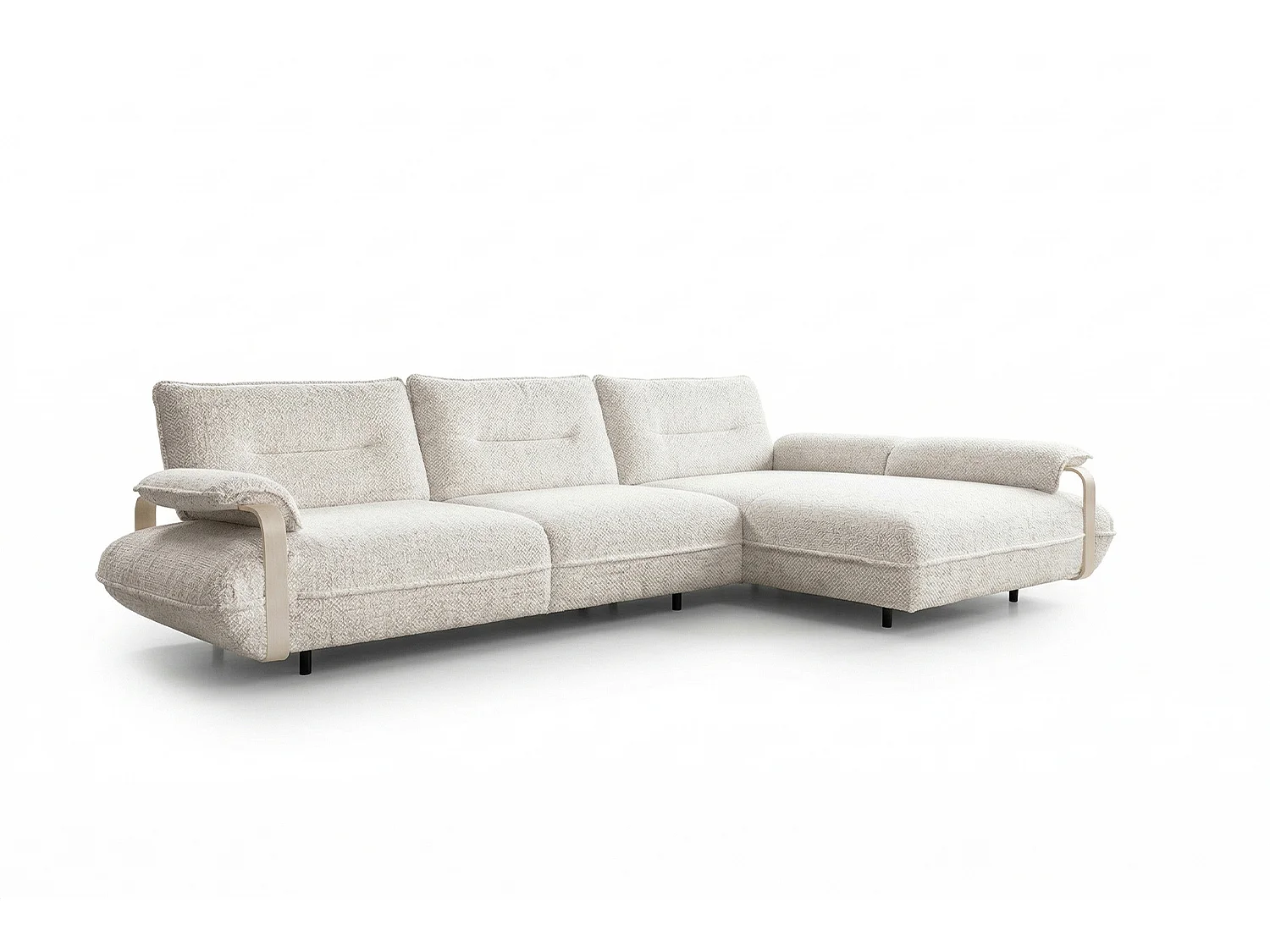 Ecksofa - Cremeweiß Flachgewebe - ANISSA