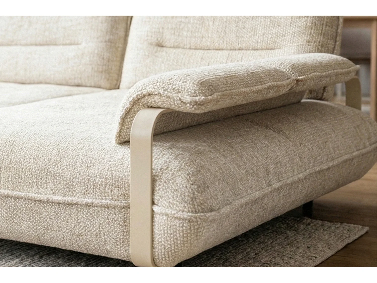 Ecksofa - Cremeweiß Flachgewebe - ANISSA