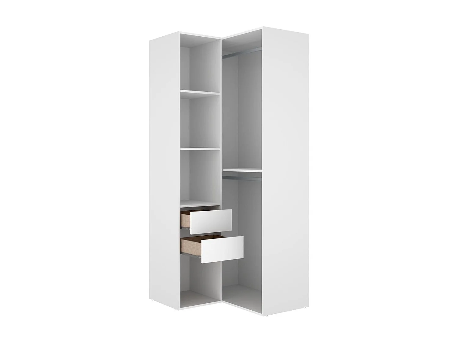 Armario vestidor Suit diseño esquinero trasera reversible blanco/natural 205x84,5x104,5 cm