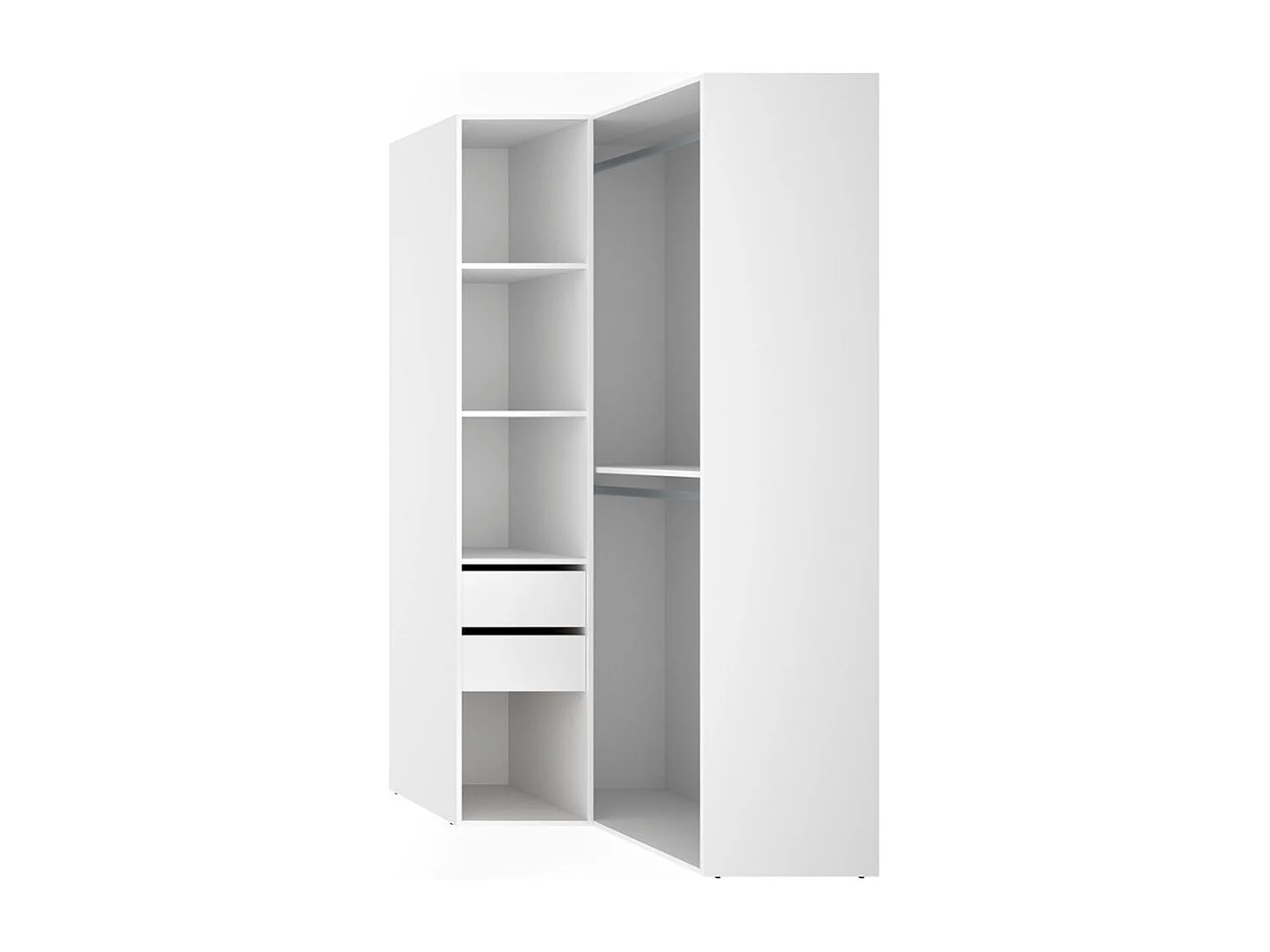 Armario vestidor Suit diseño esquinero trasera reversible blanco/natural 205x84,5x104,5 cm