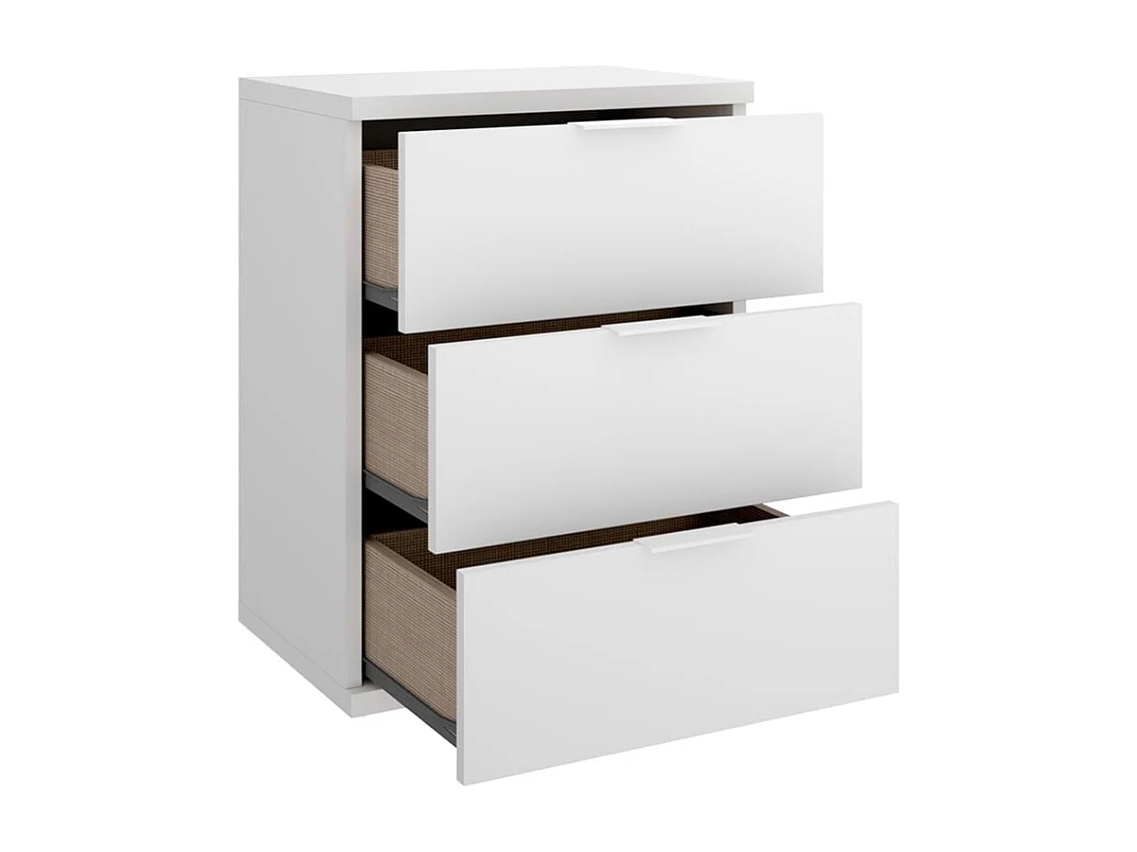 Pack de 2 mesitas de noche Rio 3 cajones blanco 56,8x42x34,2 cm