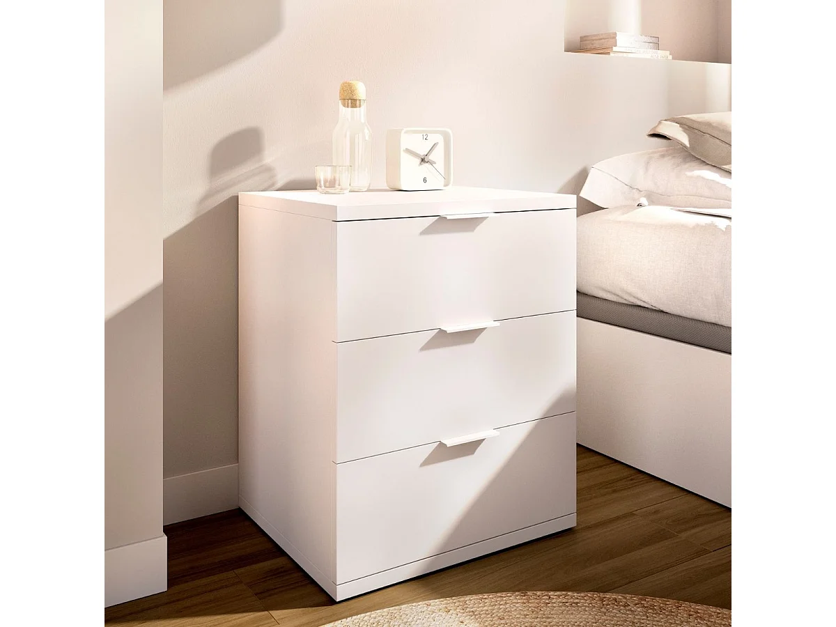 Pack de 2 mesitas de noche Rio 3 cajones blanco 56,8x42x34,2 cm