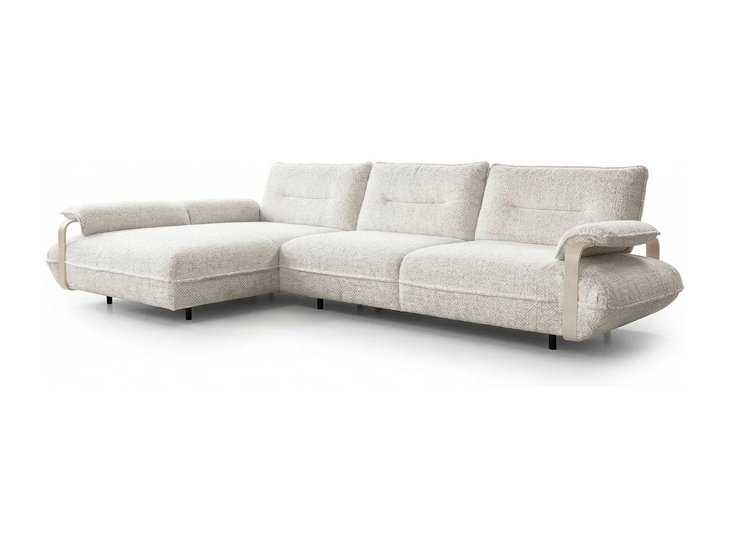 Ecksofa - Cremeweiß Flachgewebe - ANISSA