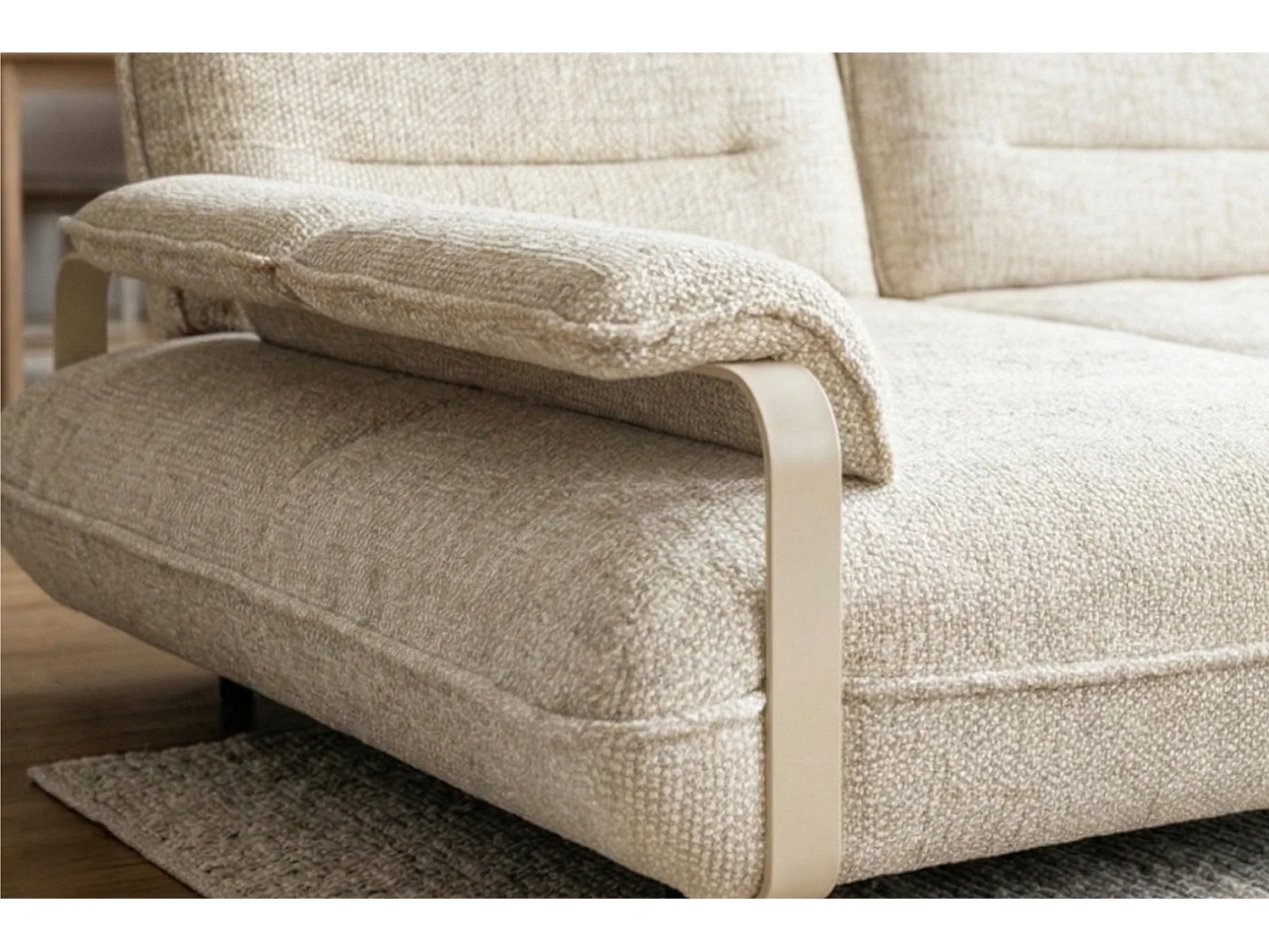 Ecksofa - Cremeweiß Flachgewebe - ANISSA