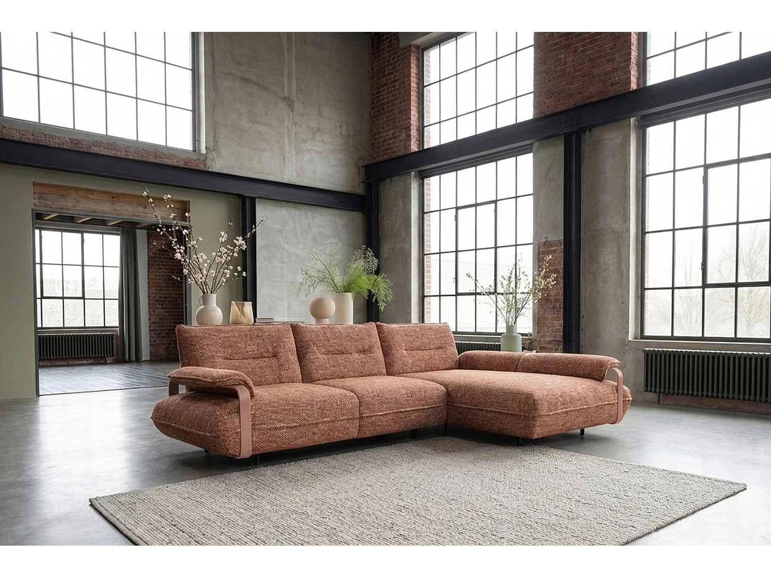 Ecksofa - Braun Flachgewebe - ANISSA