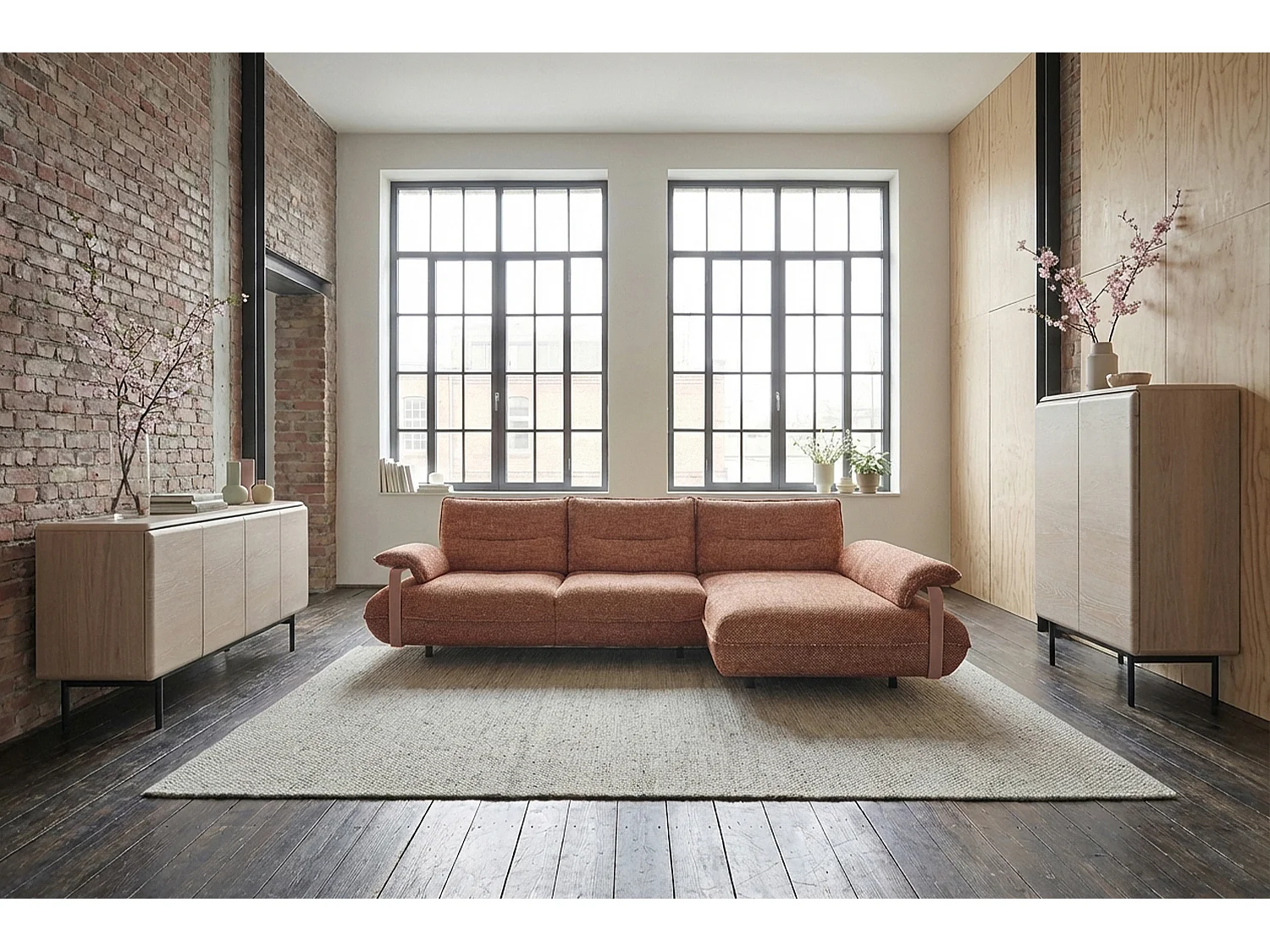 Ecksofa - Braun Flachgewebe - ANISSA