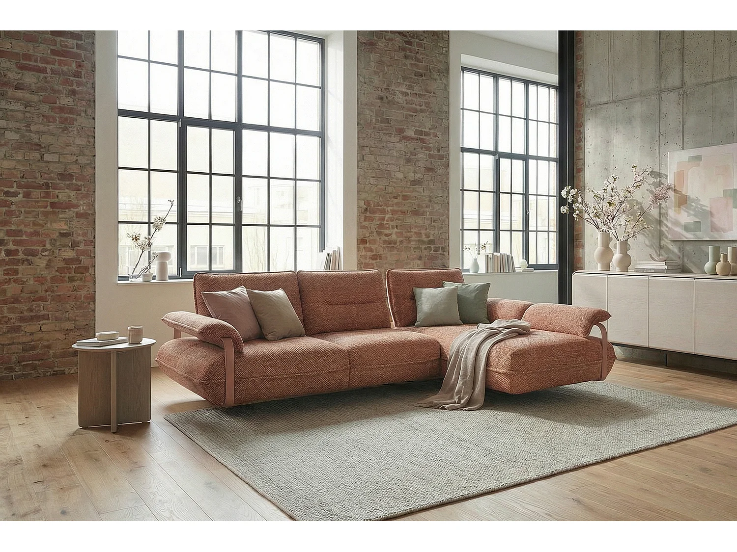 Ecksofa - Braun Flachgewebe - ANISSA