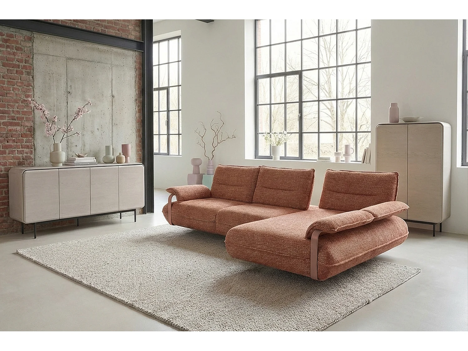 Ecksofa - Braun Flachgewebe - ANISSA