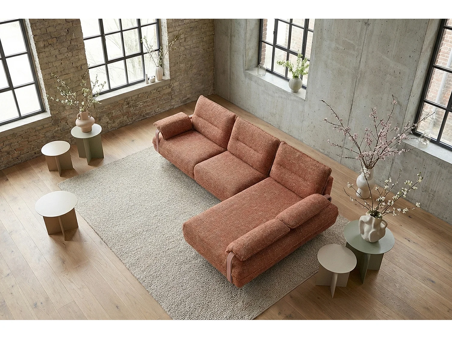 Ecksofa - Braun Flachgewebe - ANISSA