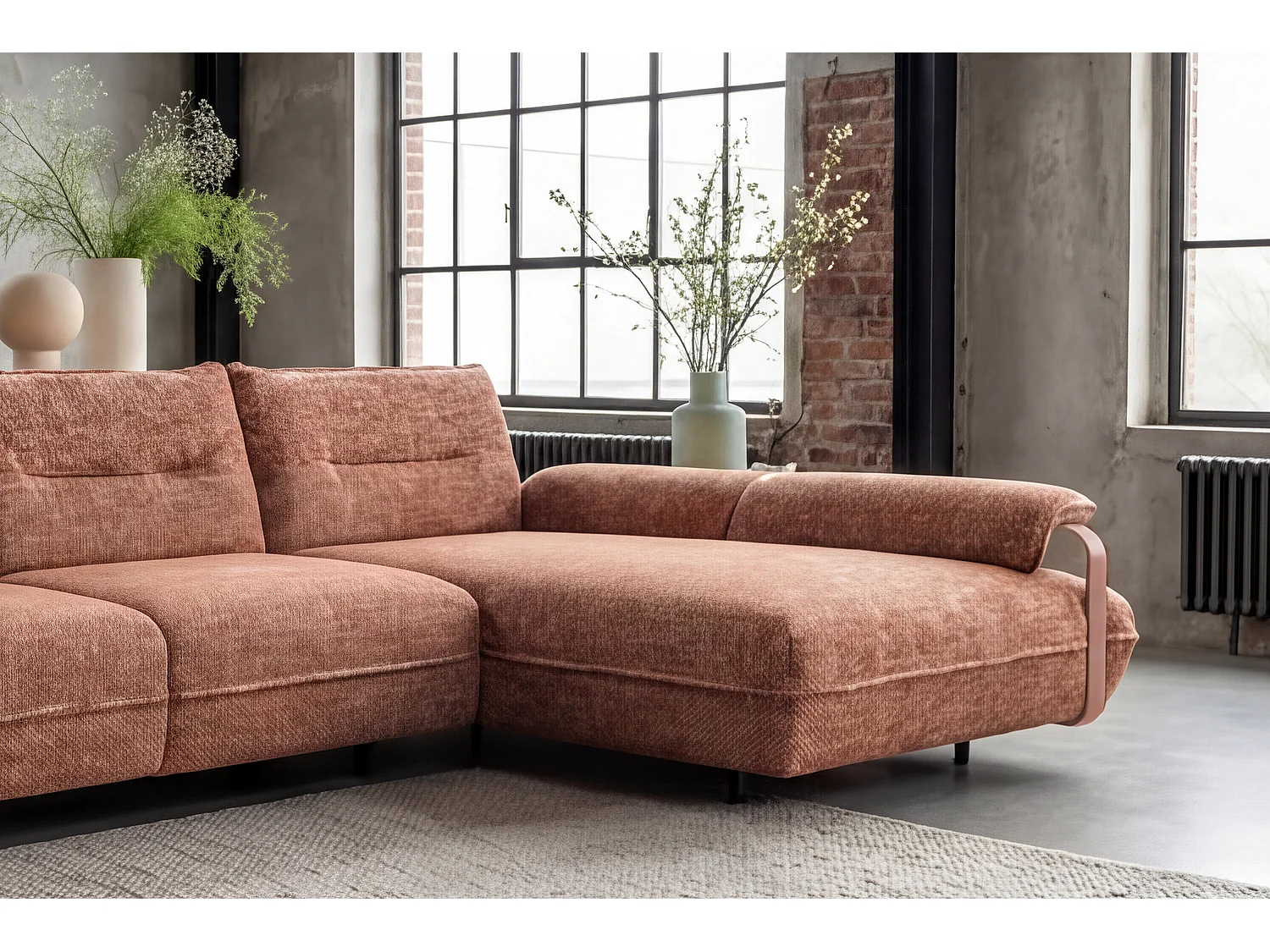 Ecksofa - Braun Flachgewebe - ANISSA