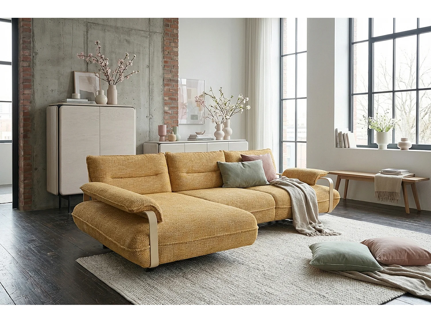 Ecksofa - Gelb Flachgewebe - ANISSA