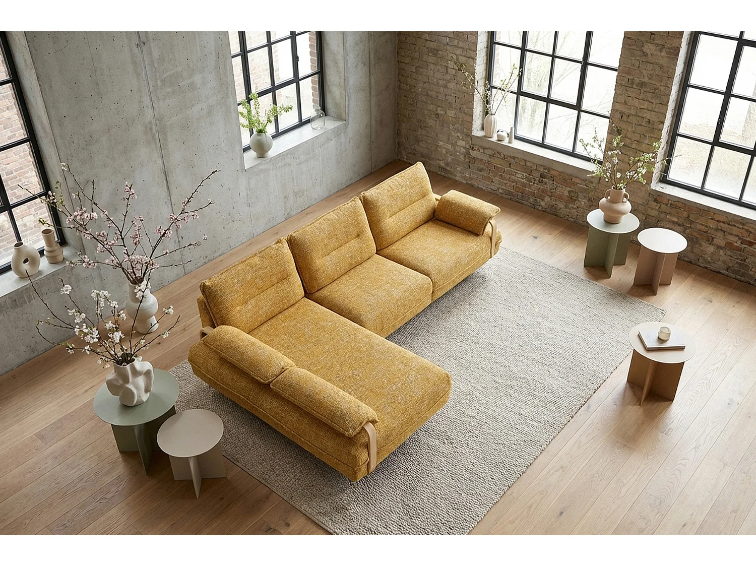 Ecksofa - Gelb Flachgewebe - ANISSA