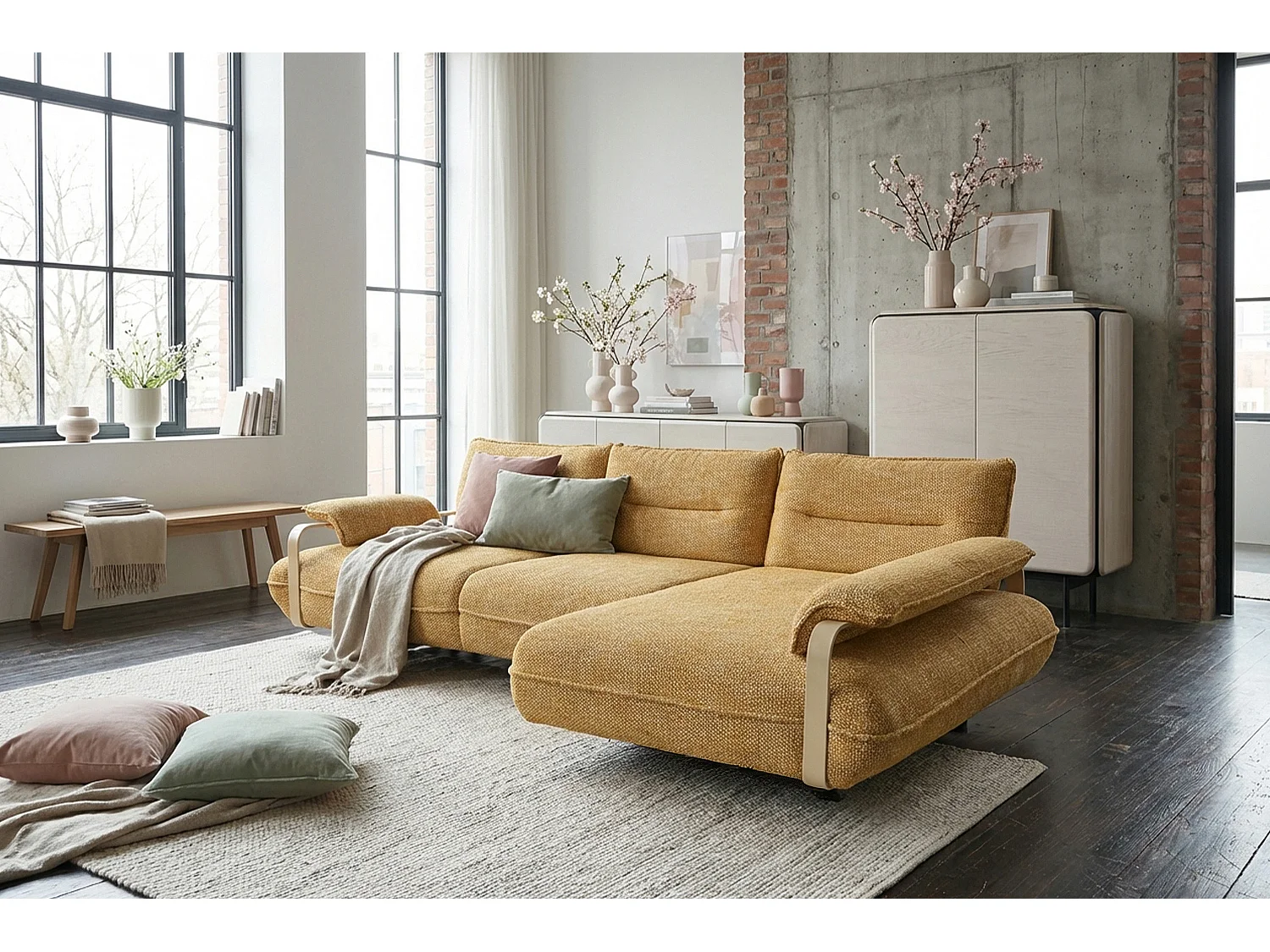 Ecksofa - Gelb Flachgewebe - ANISSA