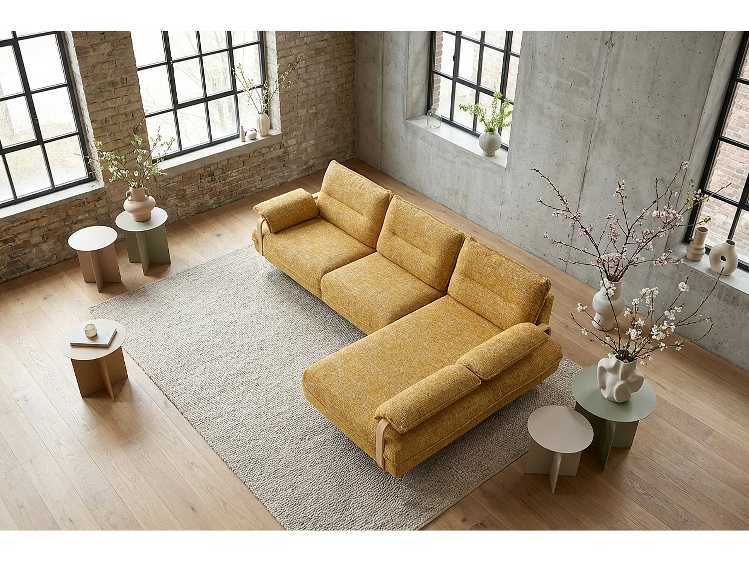 Ecksofa - Gelb Flachgewebe - ANISSA