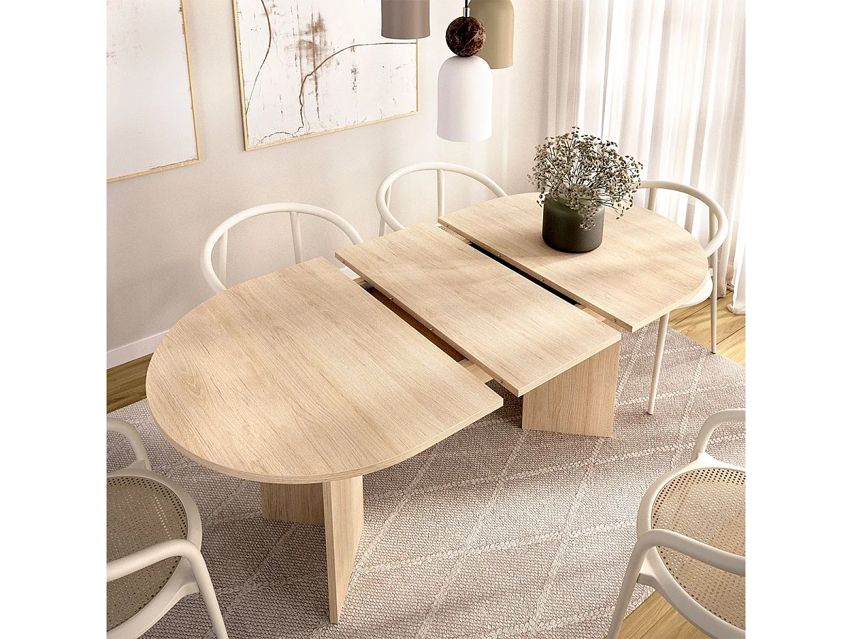 Mesa de comedor Bari diseño extensible natural 76,3x140x90 cm