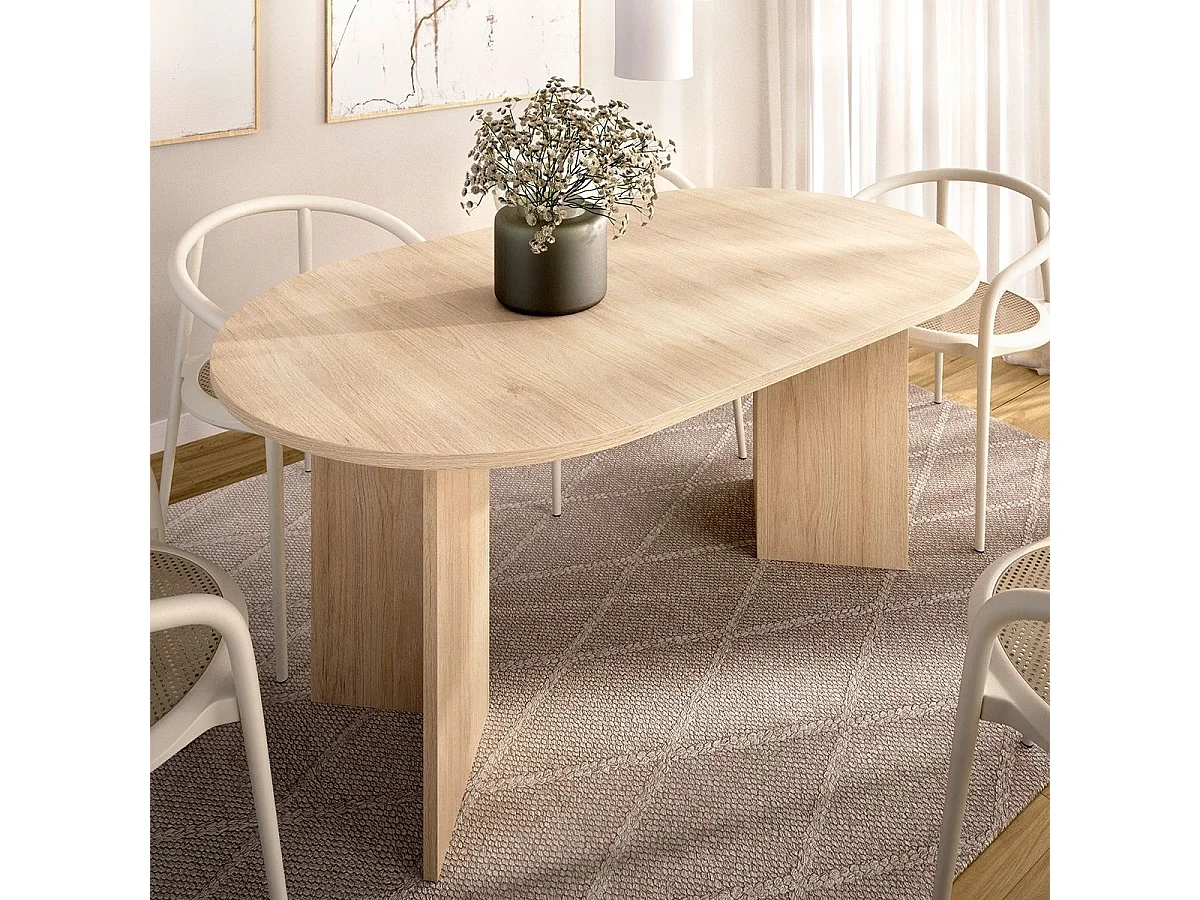 Mesa de comedor Bari diseño extensible natural 76,3x140x90 cm