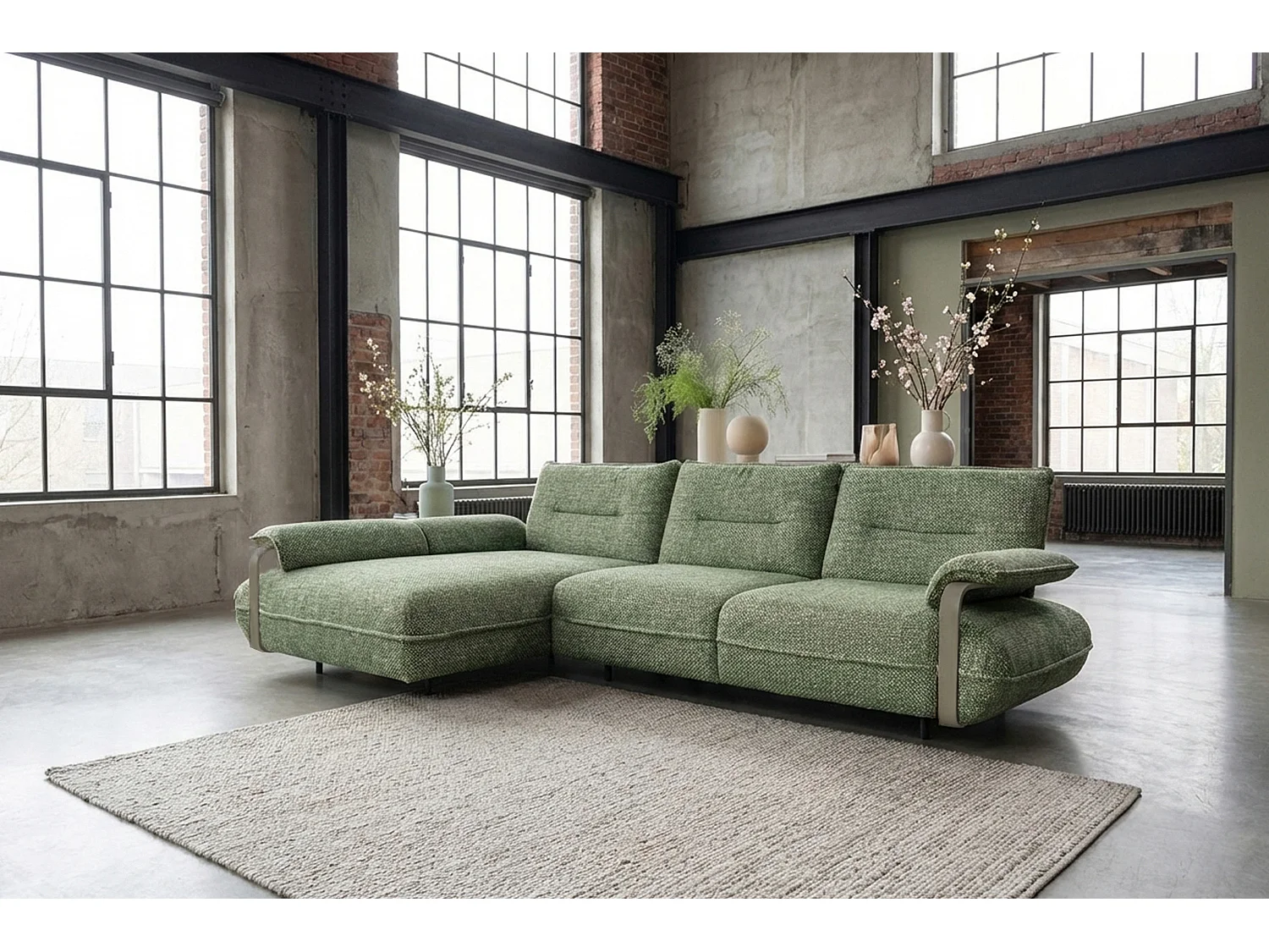 Ecksofa - Grün Flachgewebe - ANISSA