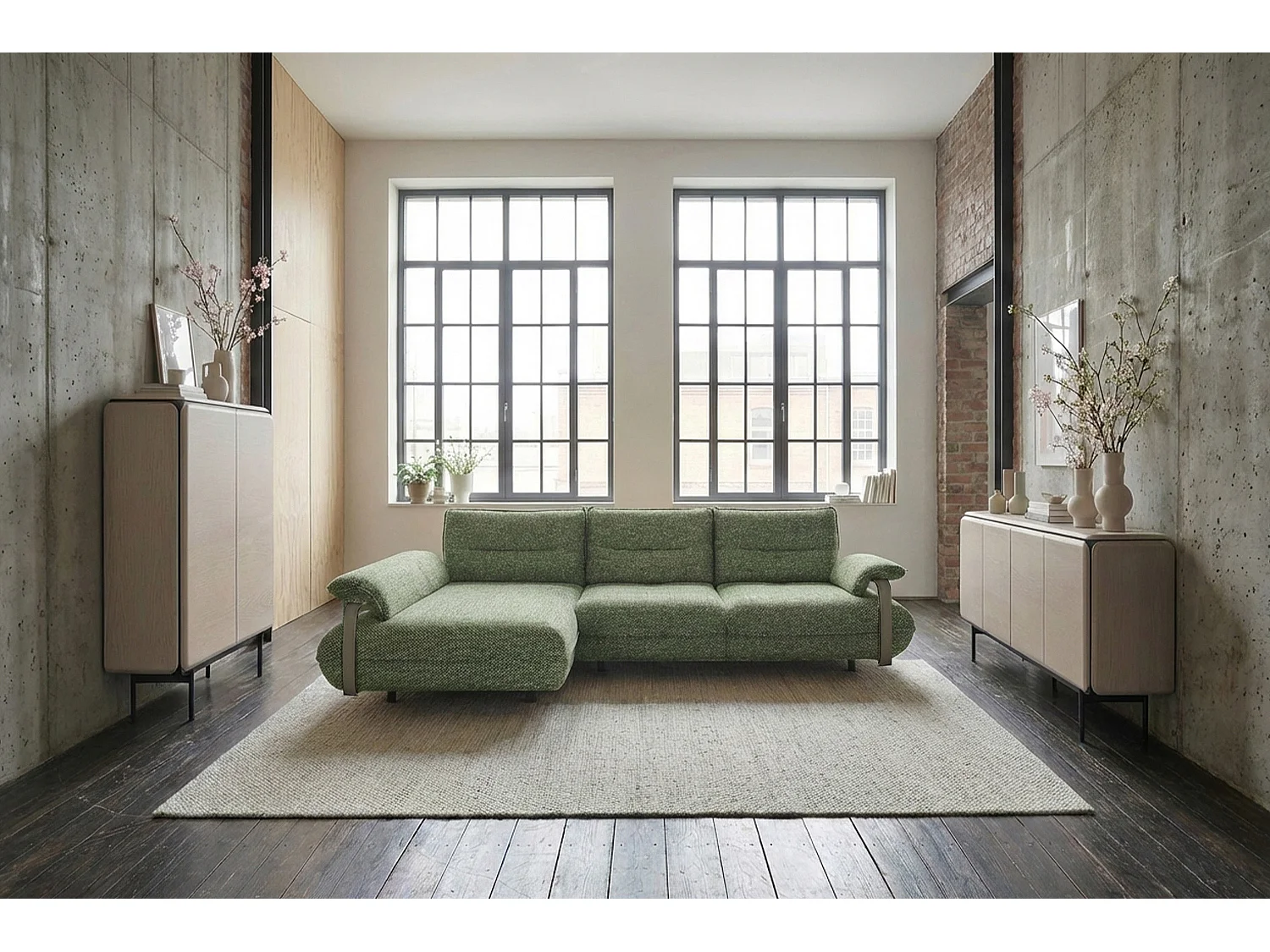 Ecksofa - Grün Flachgewebe - ANISSA