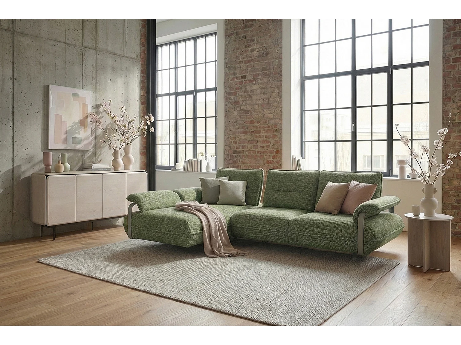 Ecksofa - Grün Flachgewebe - ANISSA