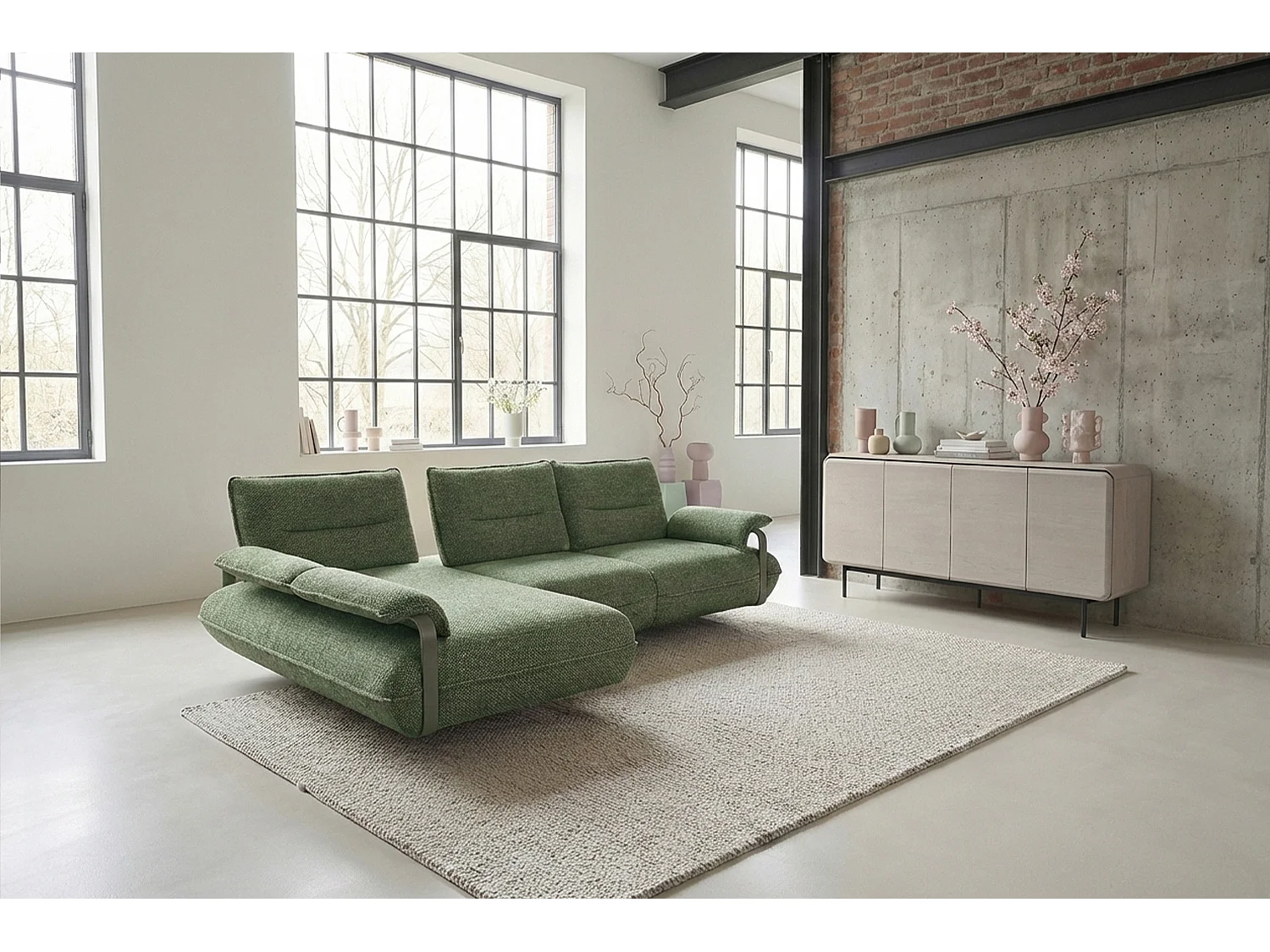 Ecksofa - Grün Flachgewebe - ANISSA