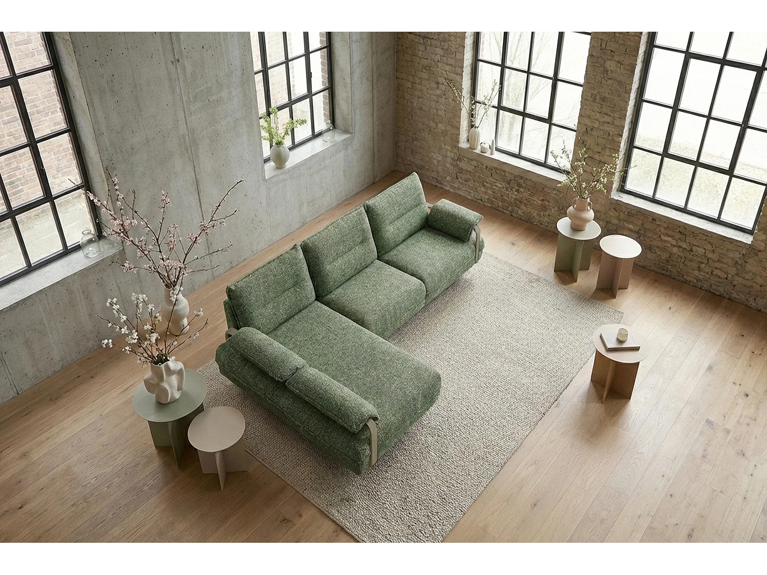 Ecksofa - Grün Flachgewebe - ANISSA