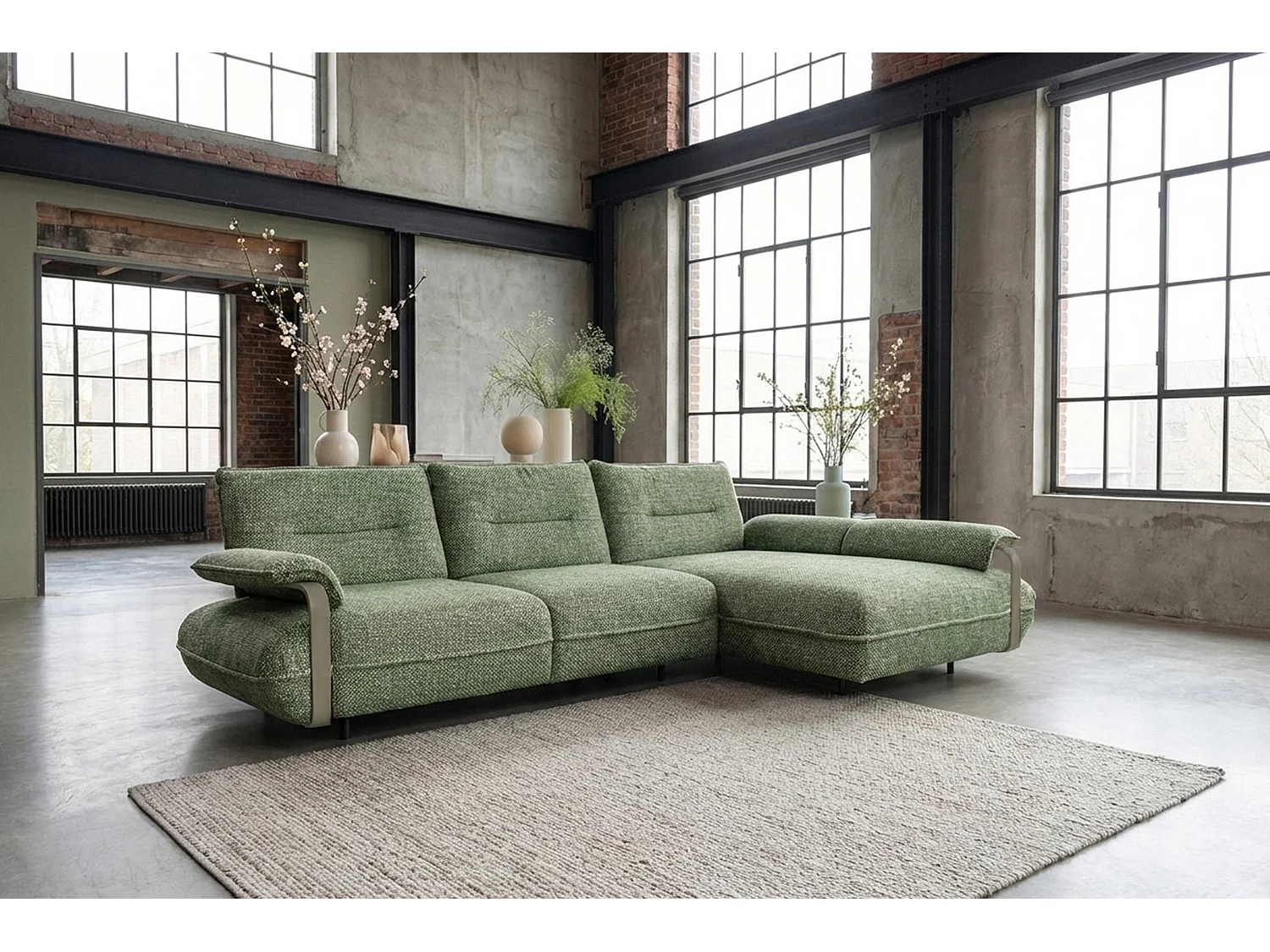 Ecksofa - Grün Flachgewebe - ANISSA