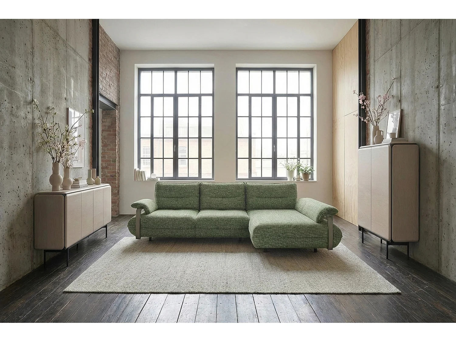 Ecksofa - Grün Flachgewebe - ANISSA