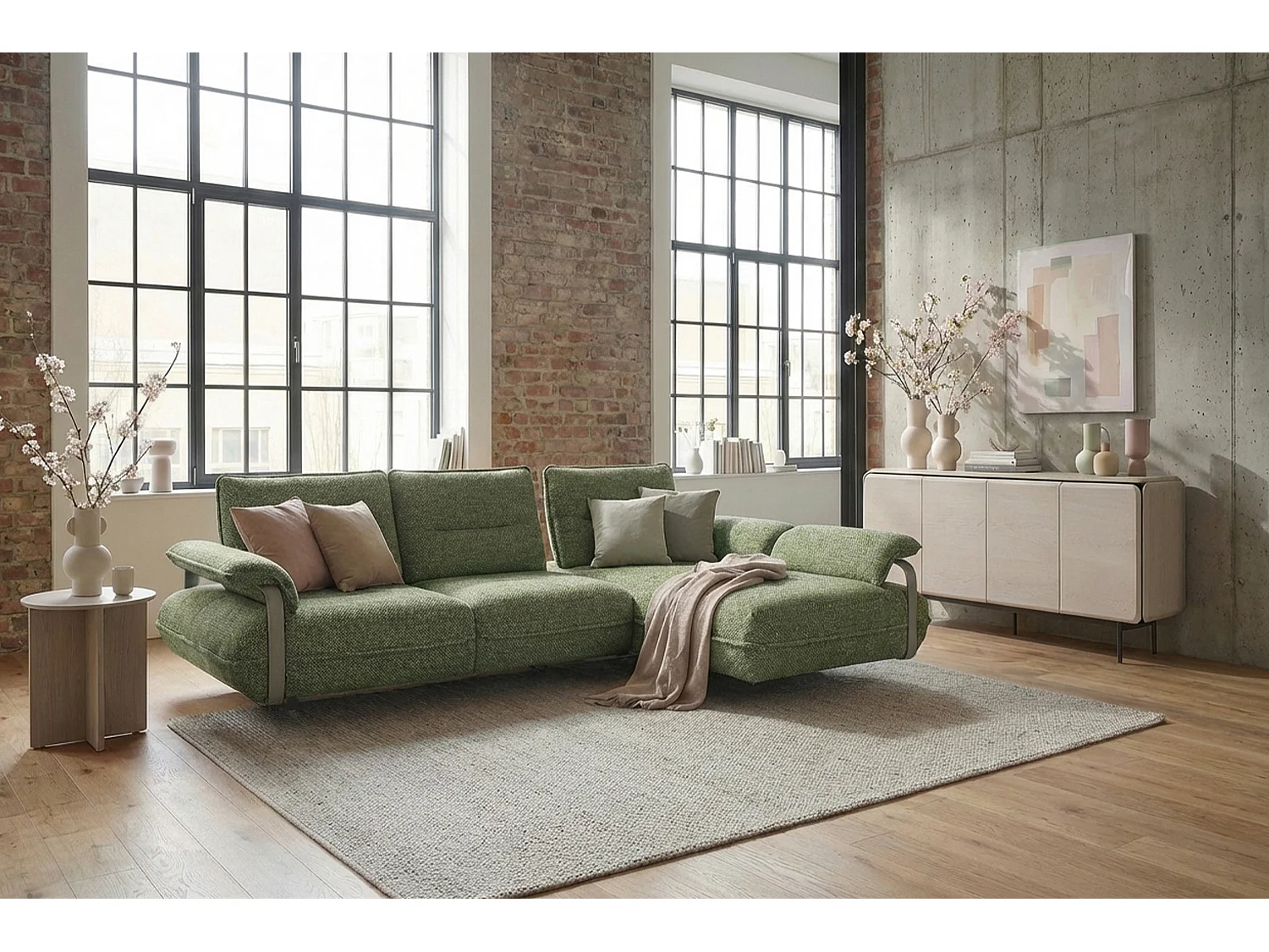 Ecksofa - Grün Flachgewebe - ANISSA