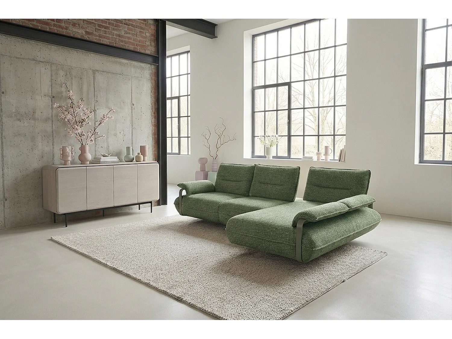 Ecksofa - Grün Flachgewebe - ANISSA