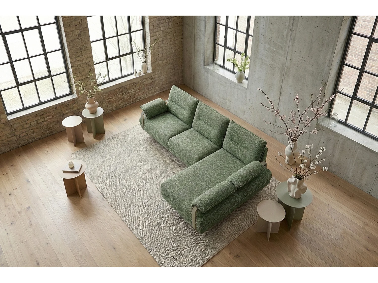 Ecksofa - Grün Flachgewebe - ANISSA