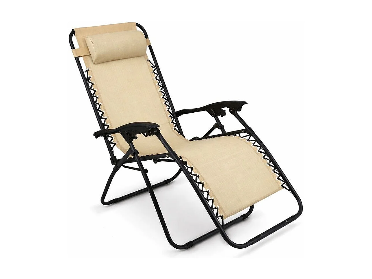 Tumbona relax Gravity reclinable con cojín beige 110x65x90 cm