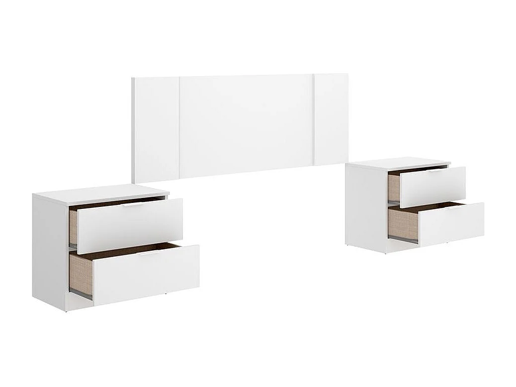 Composición de dormitorio Flow 2 mesitas con cabecero blanco 96x240,8x34,2 cm