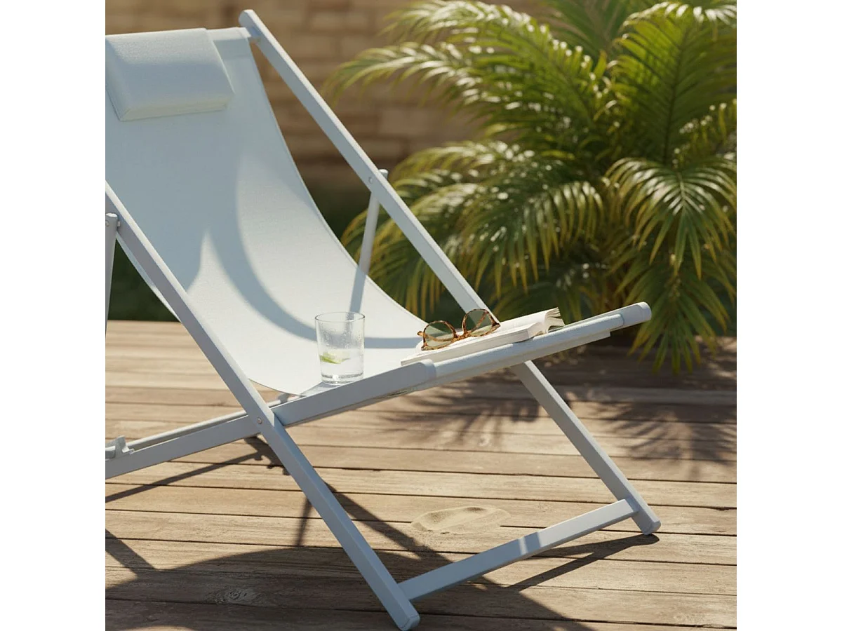 Hamaca Alcaraz plegable con reposacabezas gris 92-81x61x97-100 cm