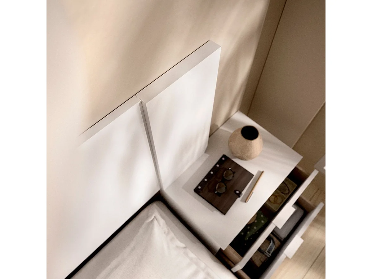 Composición de dormitorio Len cabecero con mesitas de noche blanco 96x200,2x34,2 cm