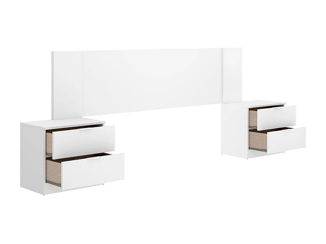 Composición de dormitorio Len cabecero con mesitas de noche blanco 96x200,2x34,2 cm