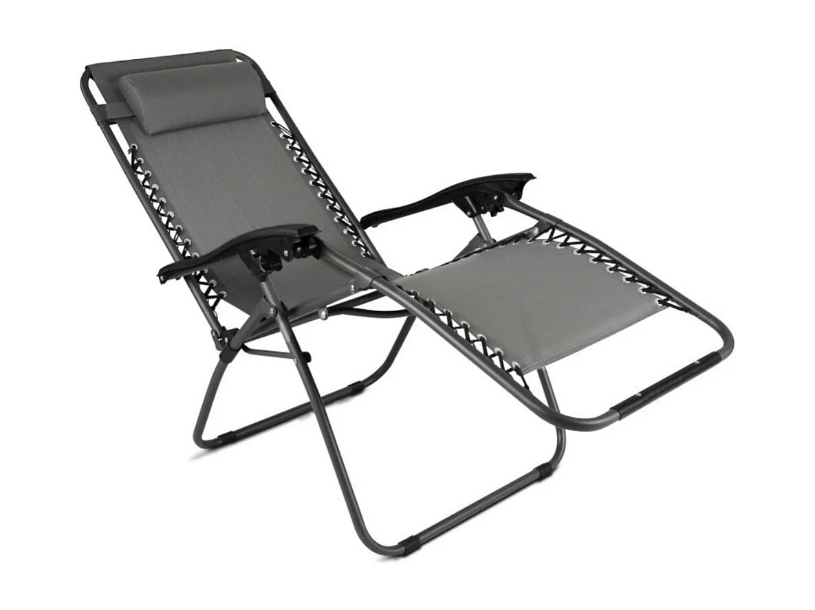 Tumbona relax Gravity reclinable con cojín gris 110x65x90 cm