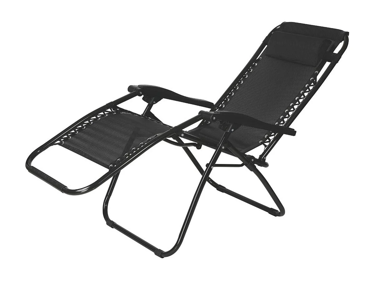 Tumbona relax Gravity reclinable con cojín negro 110x65x90 cm