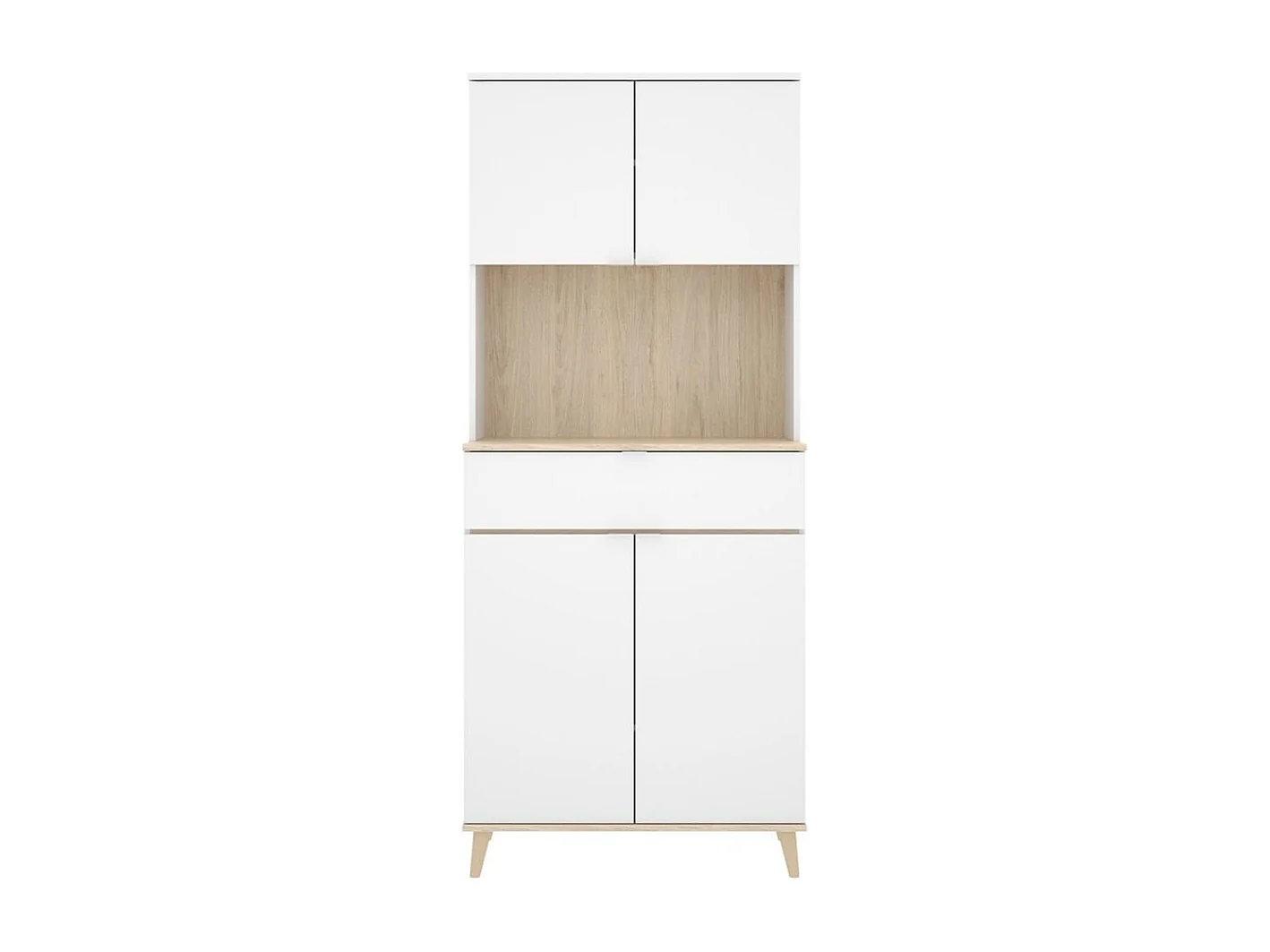 Alacena Wok 4 puertas con cajón blanco/natural 190,6x60x40 cm