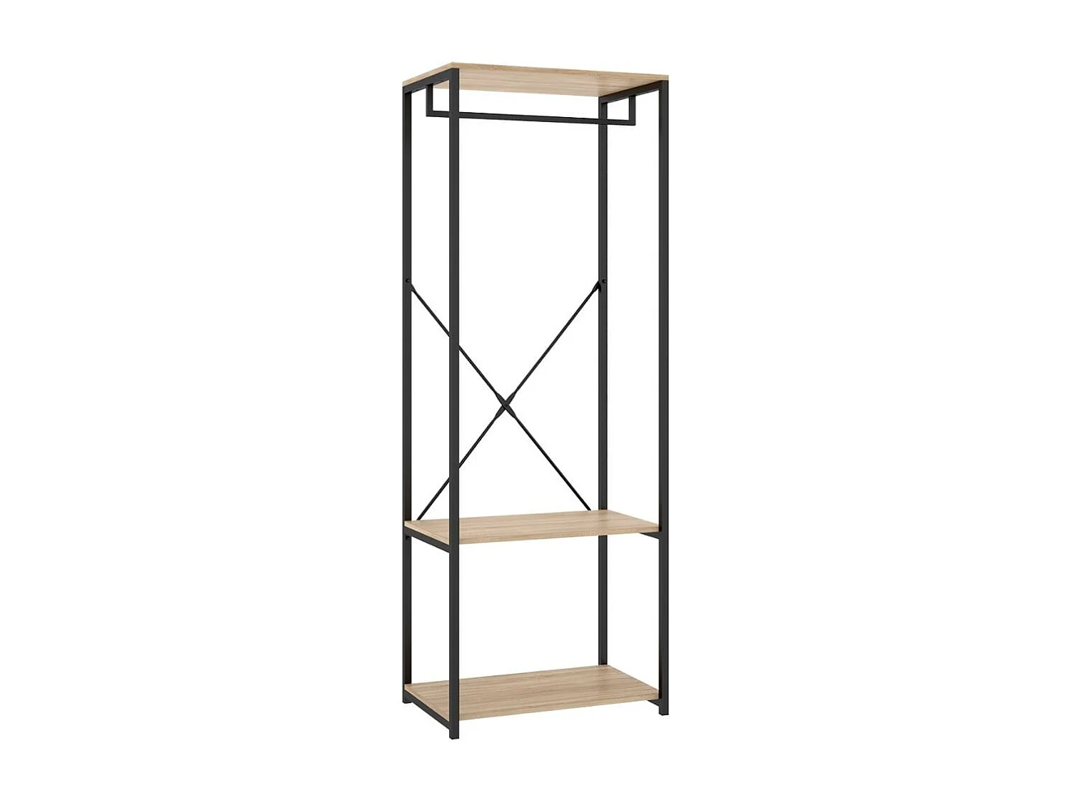 Armario vestidor Tork con barra y estantes negro/natural 167x60x40 cm