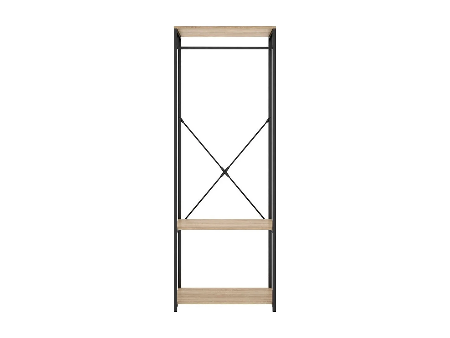 Armario vestidor Tork con barra y estantes negro/natural 167x60x40 cm