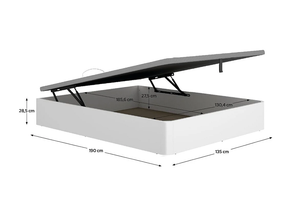 Canapé Round diseño abatible blanco 28,5x135x190 cm