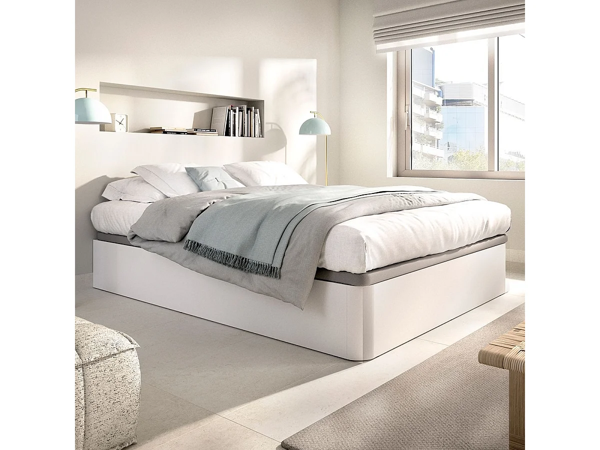 Canapé Round diseño abatible blanco 28,5x135x190 cm