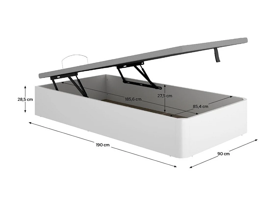 Canapé Round diseño abatible con canto curvo blanco 90x190 cm