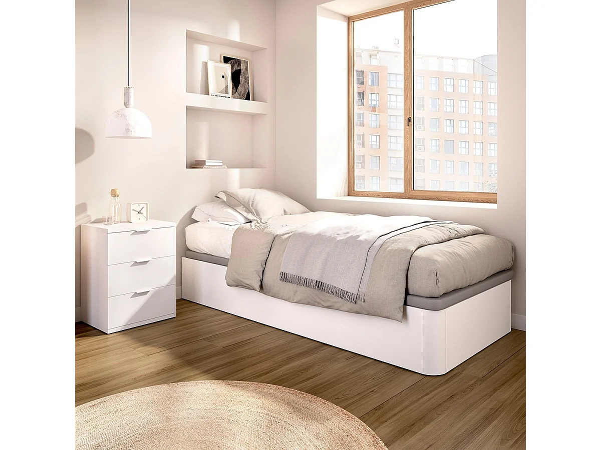 Canapé Round diseño abatible con canto curvo blanco 90x190 cm