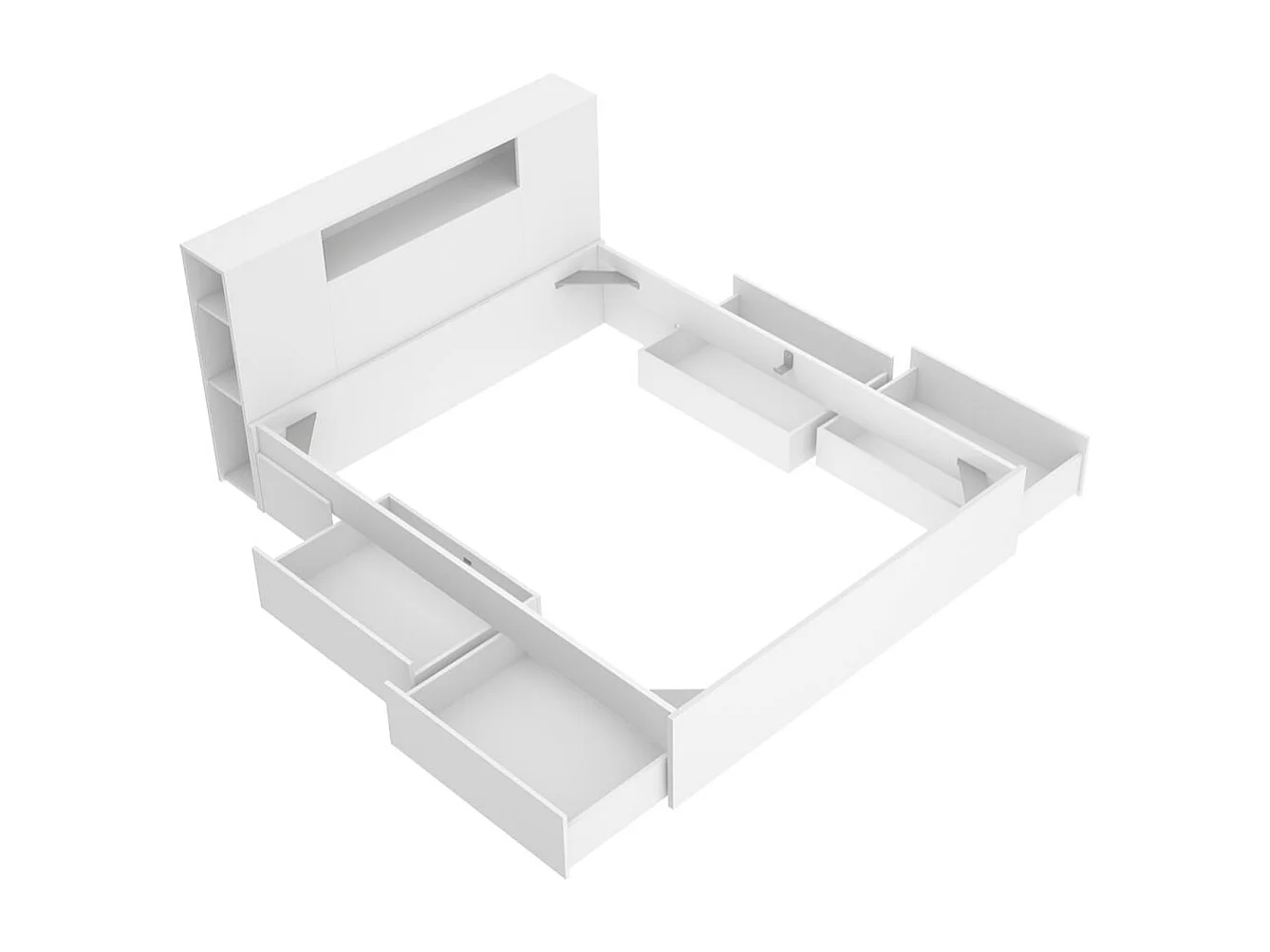 Composición de dormitorio Pack Ten cabecero con canapé 4 cajones blanco 95,5x160x243,2 cm