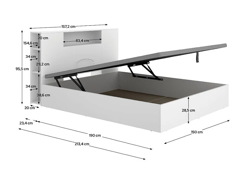 Composición de dormitorio Pack Ten cabecero con canapé abatible blanco 95,5x157,2x213,4 cm