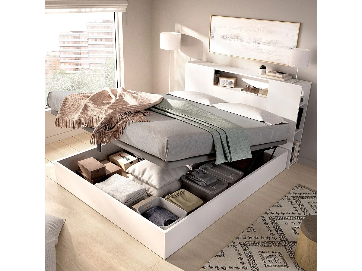 Composición de dormitorio Pack Ten cabecero con canapé abatible blanco 95,5x157,2x213,4 cm